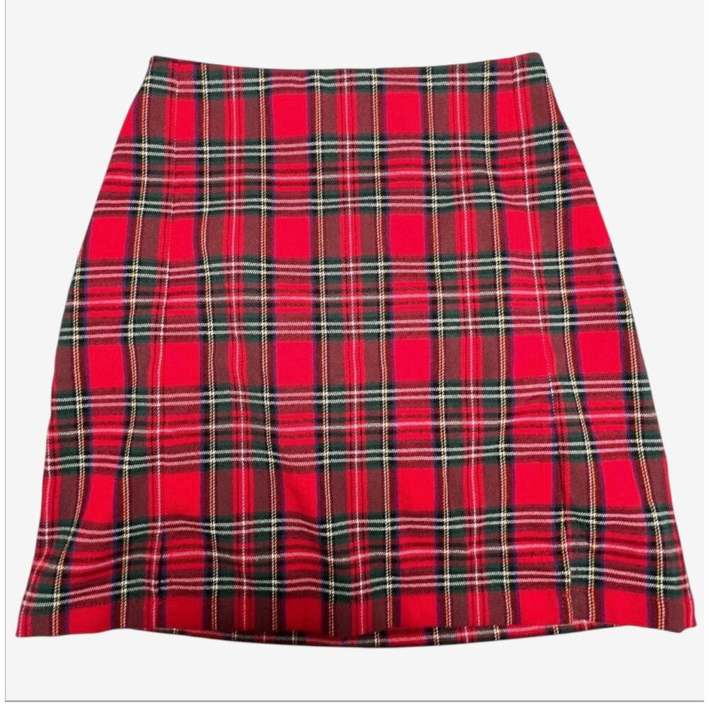 Brandy Melville Red Plaid Mini Skirt, Tartan Checkered Skirt XS